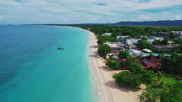 drone shot of Negril 7 mile beach