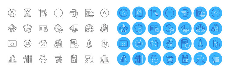 Vip timer, Rating stars and Compliance line icons pack. Update data, Calculator alarm, Reject certificate web icon. Petrol station, Sharing economy, Reject checklist pictogram. Swipe up. Vector