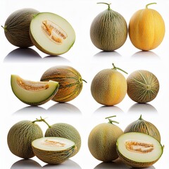 Melonen Ansichten Texturen Frucht isoliert ausgeschnitten