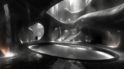 Obraz premium Futuristic and Minimalist Architectural Designs: Staircases and Interior Spaces