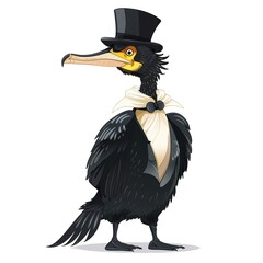 Cormorant Classic fashion cartoon isolated whitebackground