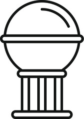 Simple line icon of a large water tower standing on columns