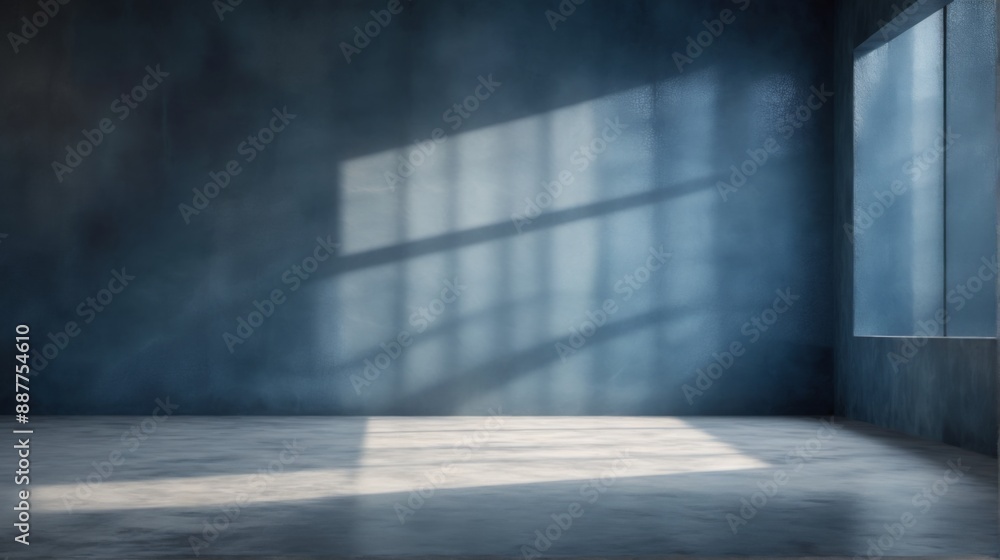 Poster Empty room with empty room large window right side has dark