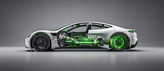 3d render of a electric car, advanced technology