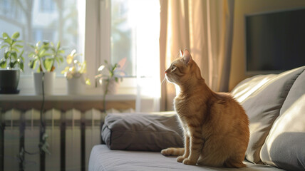 Cute cat in the room in living room