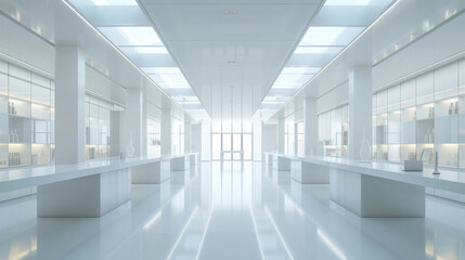 White room or scientific laboratory. Science elements and innovation background