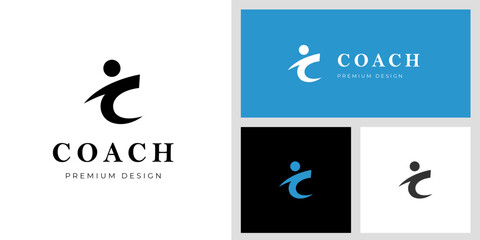 C letters coach logo icon design with people for Life coaching logo, consulting logo symbol graphic template