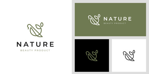 Wildlife bird leaf logo icon design line style for beauty nature product logo design