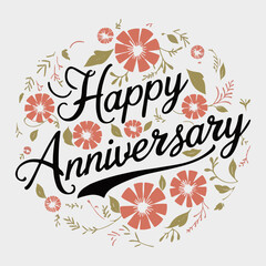 Elegant Happy Anniversary Illustration Design

