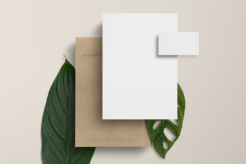 Png paper mockup, transparent design with envelope