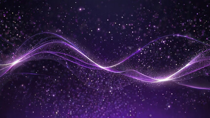 Fototapeta premium Digital purple particles wave and light shining dots stars with abstract background. Ai generative.