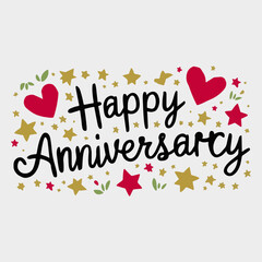 Elegant Happy Anniversary Illustration Design

