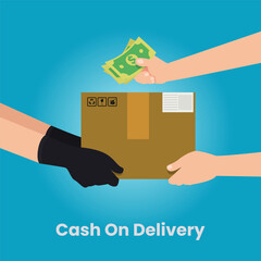 Hands with cash on delivery concept design vector