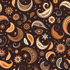 Vintage Orange and White Paisley Pattern