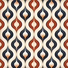 Vintage S-Shaped Pattern In Red, Blue, And White