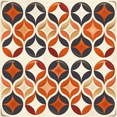 Fototapeta premium Retro Geometric Pattern in Orange, Black, and White