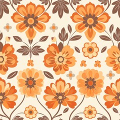 Orange And Brown Floral Pattern