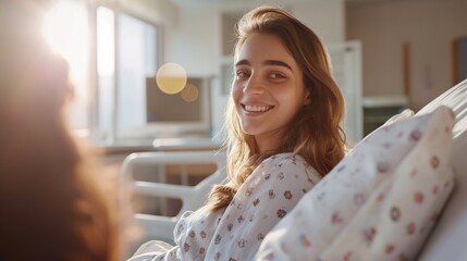 Pregnant woman with husband in a hospital room waiting for labor and delivery