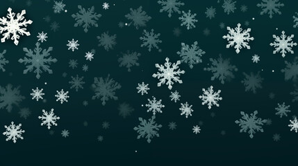 Snowflakes on Dark Background Winter Design Snowy Flakes Digital Art Cold Season Pattern