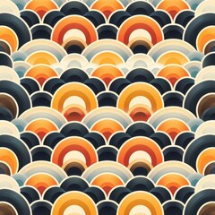 Obraz premium Retro Geometric Pattern With Overlapping Arcs