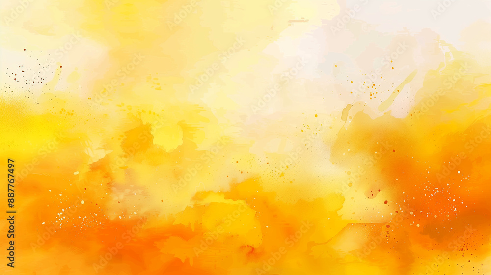 Aufkleber Abstract Watercolor Background in Yellow and Orange with Soft Brushstrokes and White Space in Banner Format. Light Orange Color Palette in Vector Illustration Style, High Resolution and Sharp Focus wi