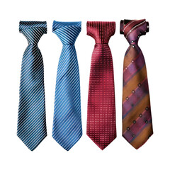 Set of colored ties. Isolated on transparent background.
