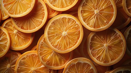 Orange Slices in Sunlight. Vibrant orange slices in morning light, a detailed close-up of freshly sliced oranges arranged beautifully, illuminated by the morning light. ideal for food, healthy living