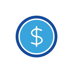 dollar icon vector or logo illustration glyph blue color style