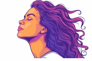 Colorful Portrait of Woman with Flowing Hair Expressive and Artistic Digital Illustration Vibrant Colors
