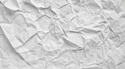 White crumpled paper texture background.