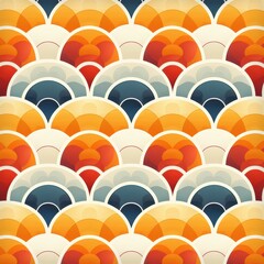 Colorful Geometric Pattern of Overlapping Semicircles