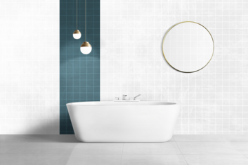 Modern bathroom wall mockup png authentic interior design