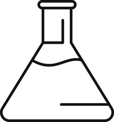 Simple line icon of a conical flask containing liquid, ideal for representing scientific experiments and laboratory research