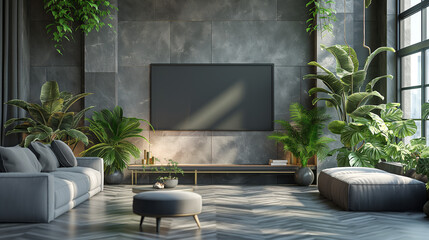 modern tv in an elegant  interior design, a cozy place to relax and watch a movie