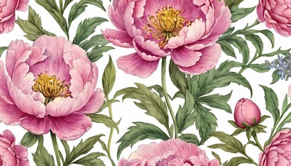 Peony Wildflower Vintage Botanical Generative Ai Illustration