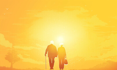 Fototapeta premium A yellow background with the words world senior citizen's day design