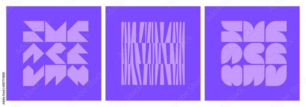 Aufkleber set of y2k naive purple square elements. simple geometry shapes for composition. quirky freeform obj