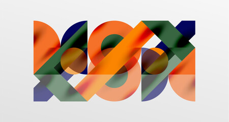 Circles and shadows. Colorful round elements with triangles, semi circles and other shapes. Vector Illustration For Wallpaper, Banner, Background, Card, Book Illustration, landing page