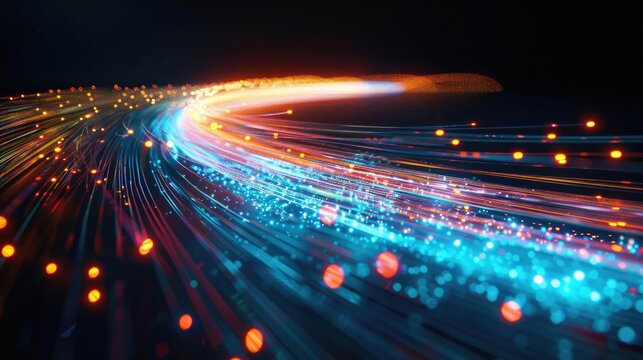 Fibre Cable Connection. Stream Flowing Data for Glowing User Connectivity