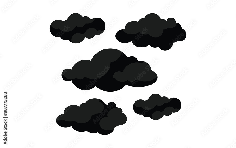 Wall mural could icon set in black and white design. cloudy icon