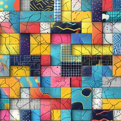 Obraz premium Cracked Geometric Pattern in Vibrant Colors