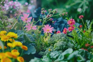 Flowers And Vegetables. Sustainable Gardening for Organic Plant Growth and Healthy Environment