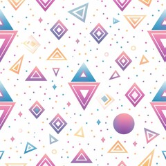 Colorful Geometric Pattern With Triangles and Diamonds