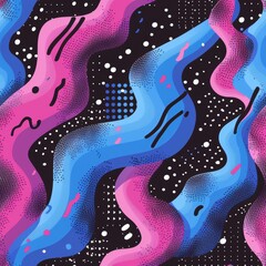 Obraz premium Abstract Wavy Pattern in Pink and Blue