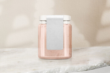 Label png mockup, glass jar with transparent design space