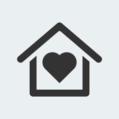 Hospital and health concept icon. House and heart shape.