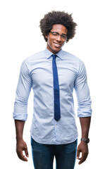 Afro american business man wearing glasses over isolated background winking looking at the camera...