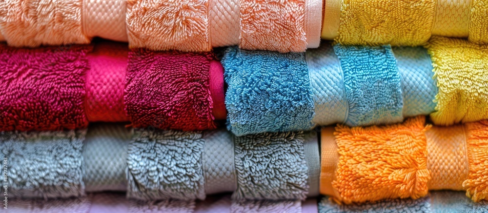 Aufkleber Beautiful towels arranged on a towel background creating an abstract copy space image