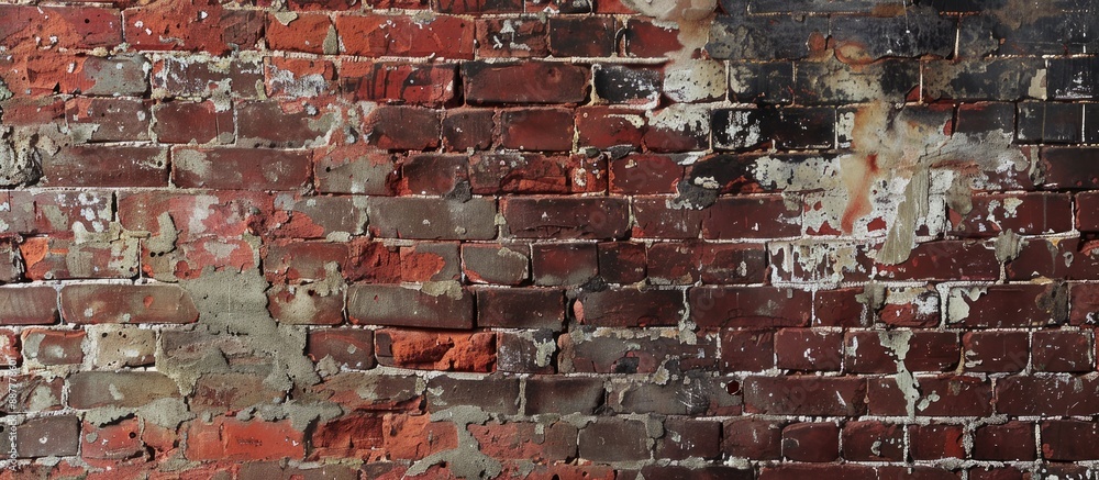 Poster background of an aged red brick wall providing textures with copy space image