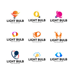 Set of Light bulb logo template. Electrical vector design.